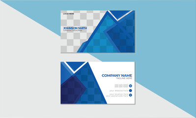 Blue and White Modern and simple business card design and name card, vector
template.