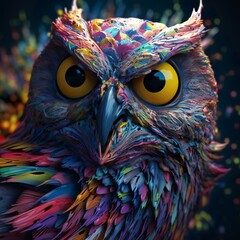 Colorful Owl with Big Eyes