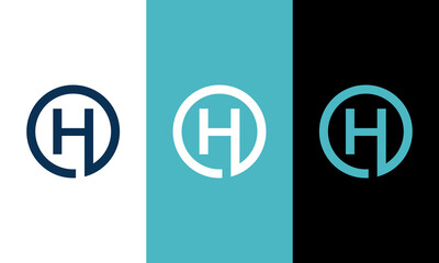 Letter H with circle logo icon vector template 