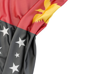Flag of Papua New Guinea in the corner on white background. Isolated. 3D Rendering © kirill_makarov
