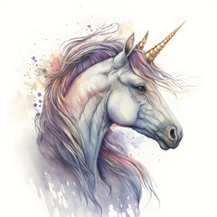 Naklejka na ściany i meble watercolor painting of an unicorn