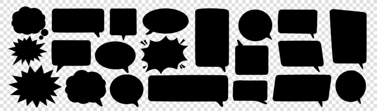 Speech bubble set. Comic speech doodle. Vector call-outs set.	