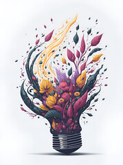 Light bulb, green eco energy concept. AI generated illustration