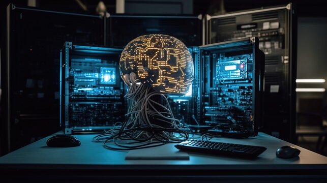 K&uuml;nstliche Intelligenz Kopf im Fokus