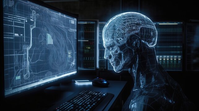 K&uuml;nstliche Intelligenz Kopf im Fokus