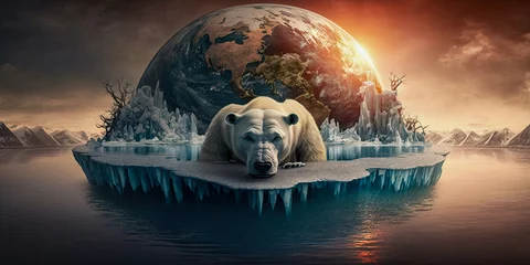 Fotobehang Global warming is a real threat for our civilization - Generative AI © jovannig