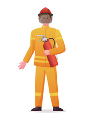 Firefighter character in uniform illustration