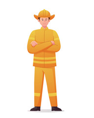 Firefighter character in uniform illustration