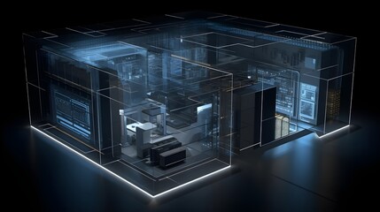 Fototapeta premium High-Tech Digital Vault, Futuristic Security Measures, 3D Visualization, Generative Ai, Generative, Ki