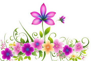 Obraz premium White background with purple flowers forming half frame spring for Mother's Day