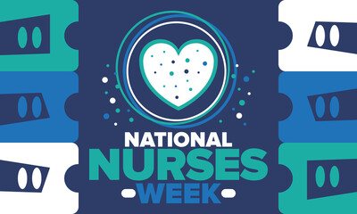 National Nurses Week. Thank you nurses. Medical and health care concept. Fighters against viruses and diseases. In honour of the doctors. Celebrated annual in United States. Vector illustration poster