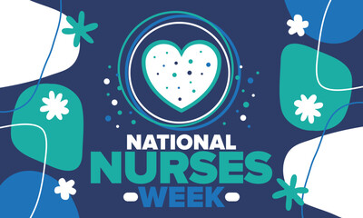 National Nurses Week. Thank you nurses. Medical and health care concept. Fighters against viruses and diseases. In honour of the doctors. Celebrated annual in United States. Vector illustration poster