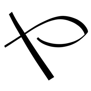 creative image of the Christian symbol, ichthyus with a cross, black silhouette on a white background