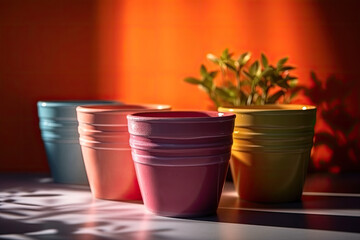 Bright plant pots, Generative AI