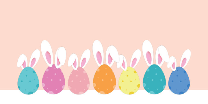 fondo con huevos de Pascua y orejas de conejo