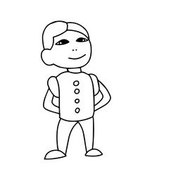 Beautiful hand-drawn vector illustration of a boy isolated on a white background for coloring book