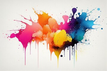 Fototapeta premium colorful watercolor stains on white background,Generative AI