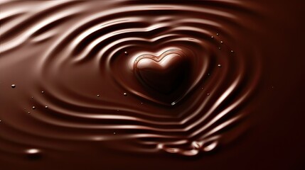 Obraz na płótnie Canvas Heart-shaped chocolate buried in liquid chocolate. Love, Valentine concept. Generative Ai.