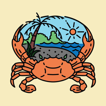Summer and crab graphic illustration vector art t-shirt design