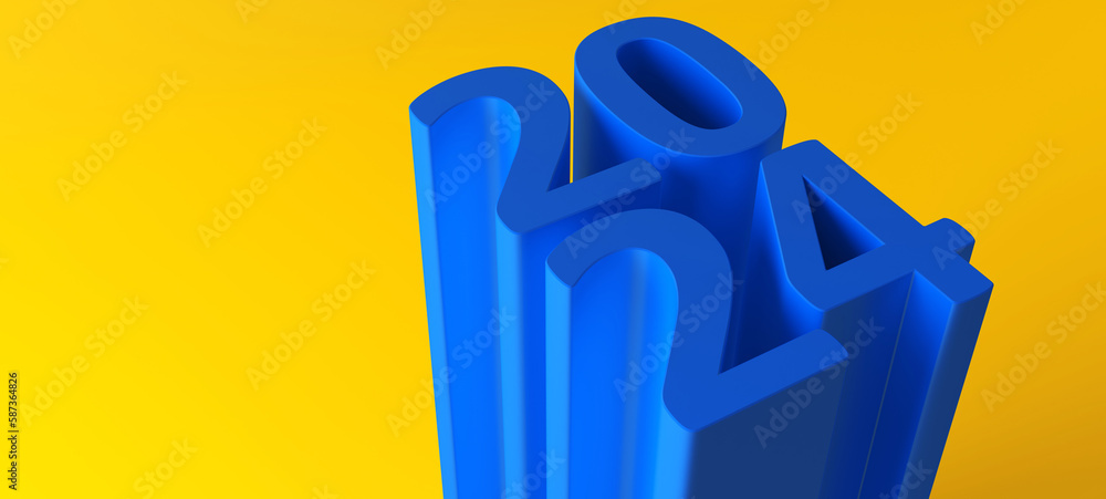 Aufkleber 2024 new year card with modern gradient style 3d realistic year number. 3d rendering. volumetric dig