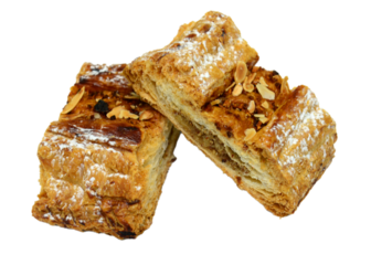 Fresh French pastries on a white background