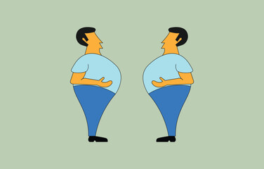 Funny Cartoon Character. Fat Man Falling. Vector Illustration