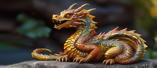 Fototapeta premium Stone dragon, A Mythical Creature for Year of the Dragon 2024. Generative AI.