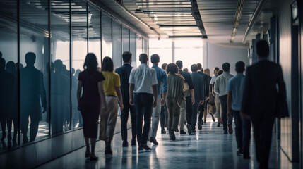 Fototapeta premium Business People Walking Commuter Travel Motion City Concept, Generative AI illustration