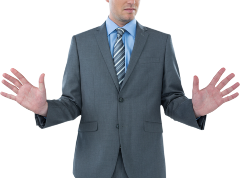 Businessman using futuristic digital screen