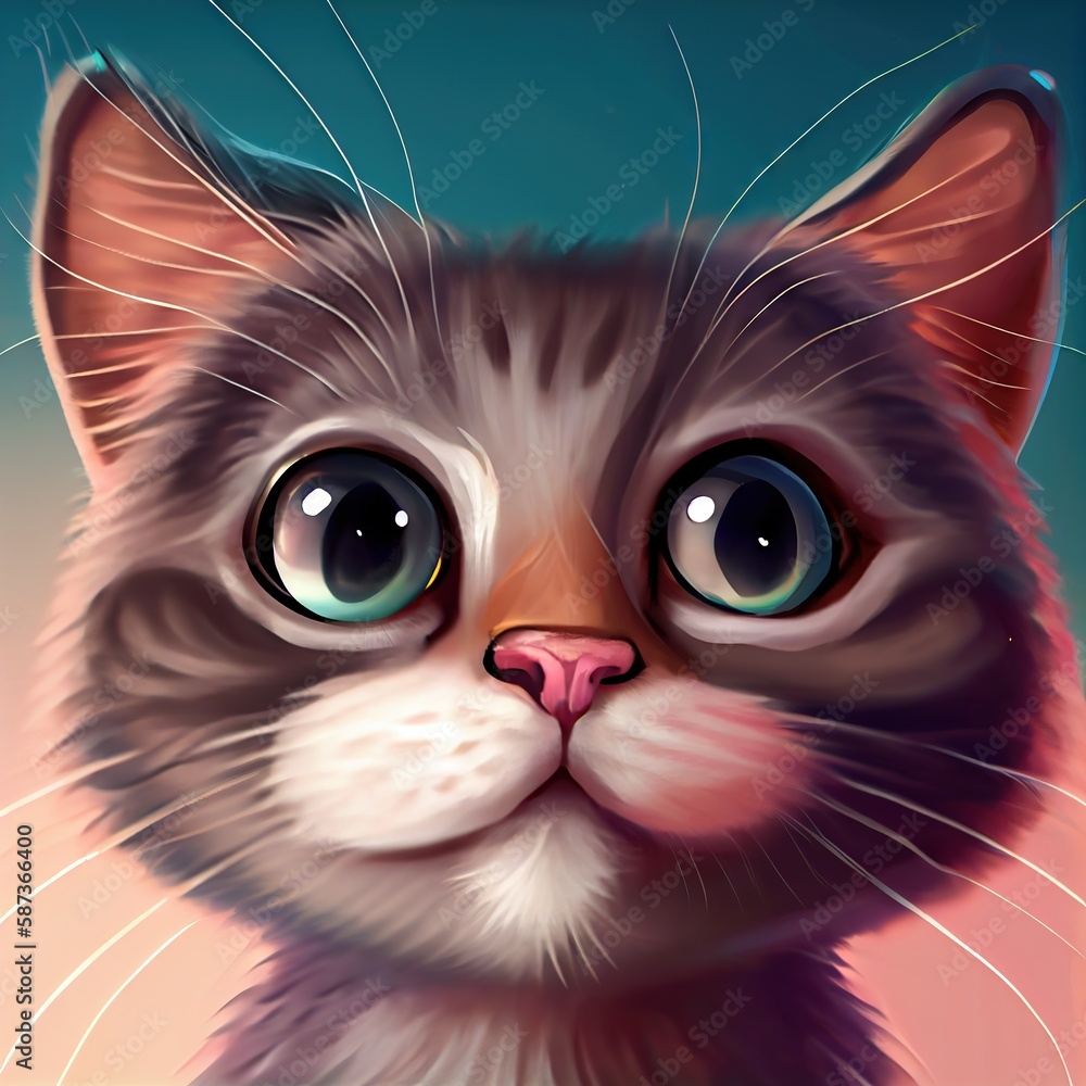 Poster funny cartoon of a cat, created with generative ai