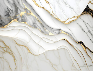 White gold marble background. Generative AI.