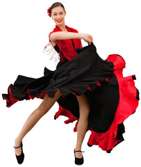 Dancing woman in a red and black dress