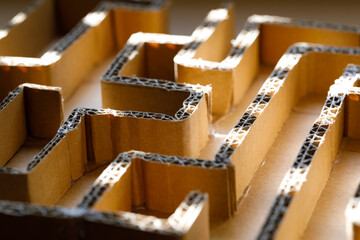 A maze made of cardboard strips
