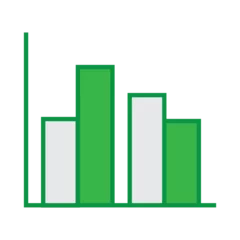 Afwasbaar Fotobehang Buffet Green bar graph isolated against white background