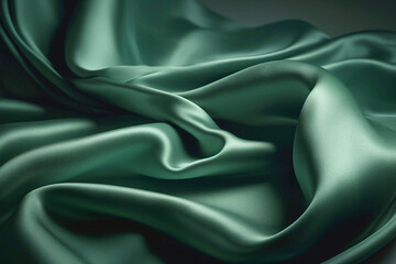 Fototapeta premium Abstract fluid iridescent jade green holographic neon curved wave in motion colorful background, Gradient design. Generative AI