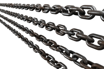 Closeup 3d image of silver chains