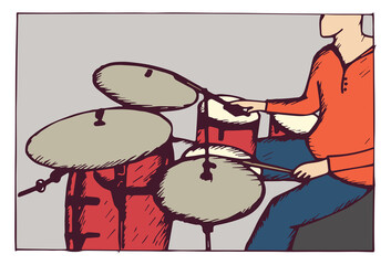 Illustration of drumer performing