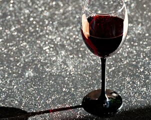 glass of red wine on a black background