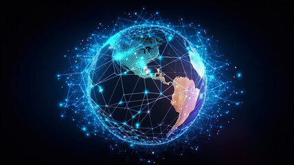 Global world network and telecommunication on earth illustration
