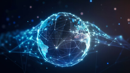 Naklejka na ściany i meble Global world network and telecommunication on earth illustration