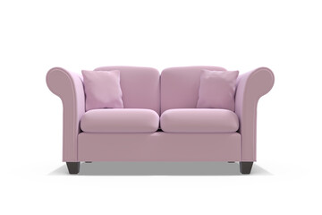 3d illustration of purple sofa 