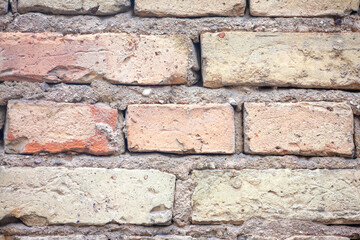 Brick wall background, brickwork texture with cement