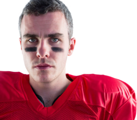 Portrait of a serious american football player looking at camera