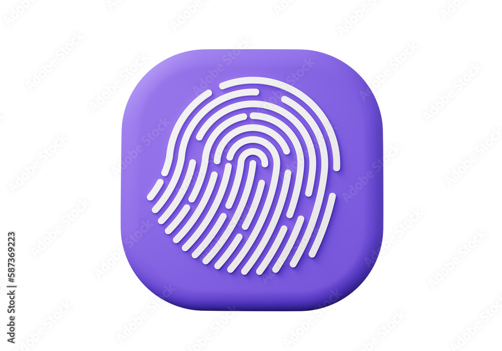 Poster protection fingerprint icon with unlock cyber security protection concept. account identity id app p