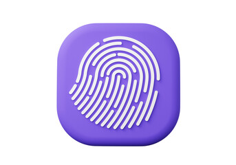 Protection fingerprint icon with unlock cyber security protection concept. account identity id app privacy password secure personal data information. 3d rendering illustration.