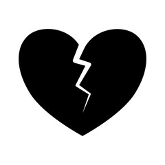 Black Broken heart icon on transparent background.