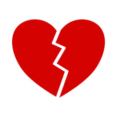 Red Broken heart icon on transparent background.