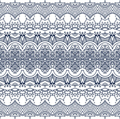 floral ethnic hand drawn line art style seamless pattern, vector illustration background