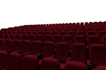 Tuinposter Red chairs in row at movie theater © vectorfusionart
