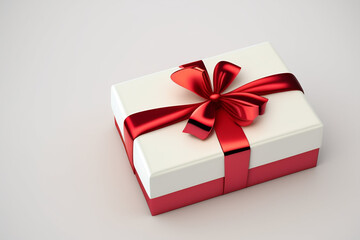Red and white gift box with red bow for mother's day, love, family, Generative ai